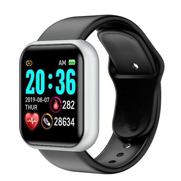 Ohp Y68 D2 Smart Watch Waterproof Bluetooth Blood Pressure Fitness Smartwatch（Silver Black）