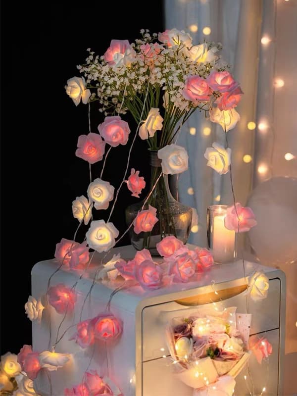 2 stk. LED Rose Batteri Lys Festlig Dekorative Lys Lys Rum