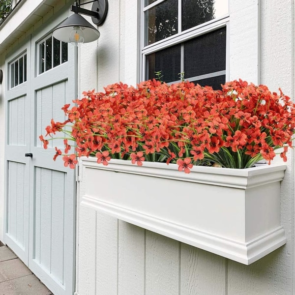 Konstgjorda blommor, 12 st gula plastblommor buskar grönska plan