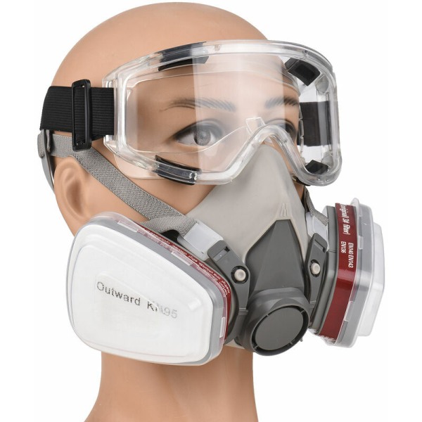 1 sæt Genanvendelig Respirator Halvmaske 6200 Gasmaske Åndedrætsværn