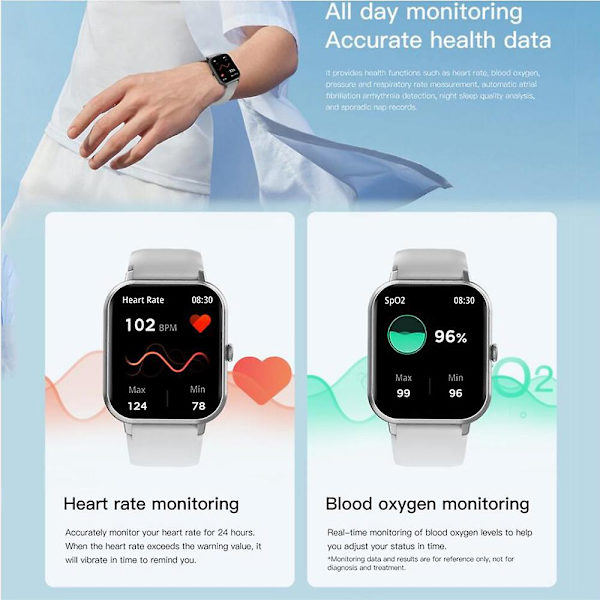Zl54c Smart Watch Män Kvinnor Sport Fitness Tracker Sömn Hjärtfrekvens  Ip67 Vattentät Bluetooth Smartwatch（Grön）