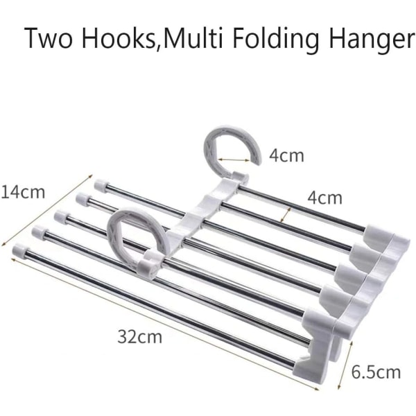 Multiple Pants Hanger, Set of 2 Space Saving Hanger, Magic Multi Hanger Storage, Foldable Travel Hanger