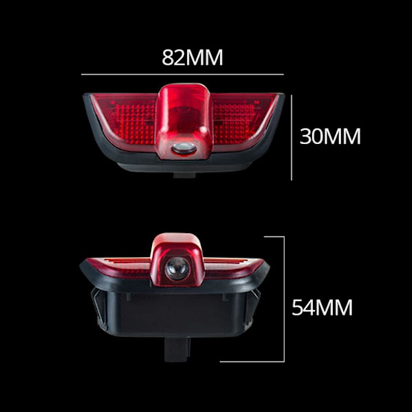 2 stk. LED-projektor for bildør med logo, spøkelsesskygge