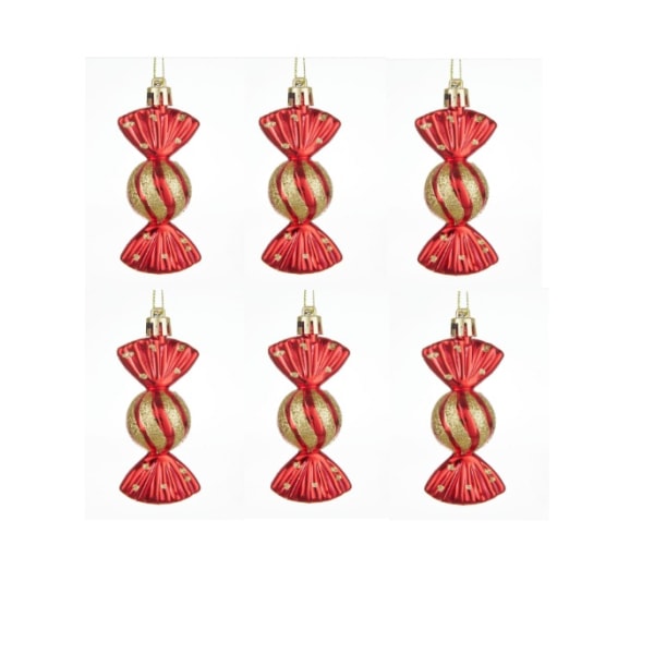 6 stk. Julepynt Candy-anheng - Candy Julepynt