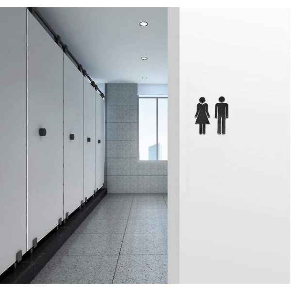 2 stk 12x4cm Wc Dørskilt Toalett Skilt Mann & Kvinne Toalett Klistremerker Lim Wc Skilt