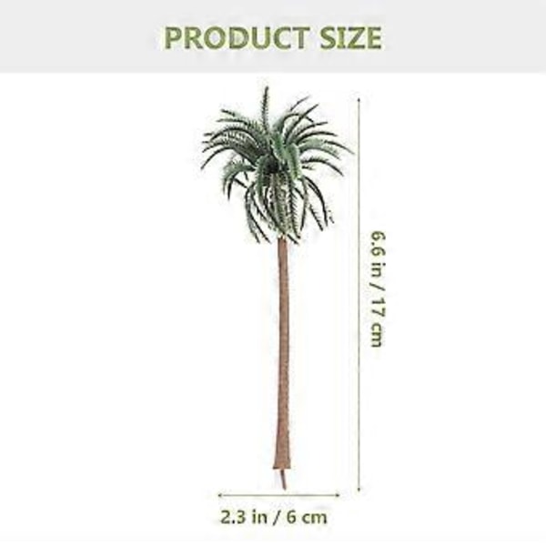 10 stk. Regnskovs Plastik Palme Træ Model Layout Rekvisitter Tropisk Landskab DIY Håndlavet Materiale Mini Kokospalme Model Grøn (16, 13, 10, 8, 7 CM)