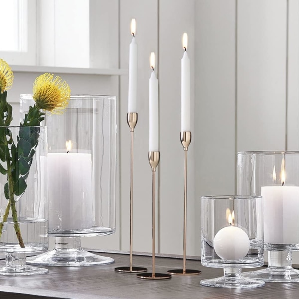 3 Lysestake Lysestake Gull Moderne Stående Lysestake av