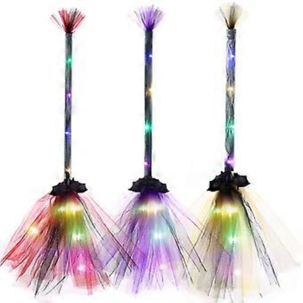 Halloween Heksekost med LED-lys Heksekoster Cosplay Rekvisitter Kostymetilbehør for Barn Voksen Halloween Dekor BR07 purple