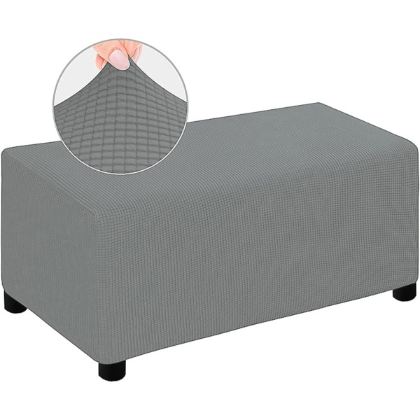 Lysegrå, M Square Ottoman-trekk, Stretchable pustende vaskbar