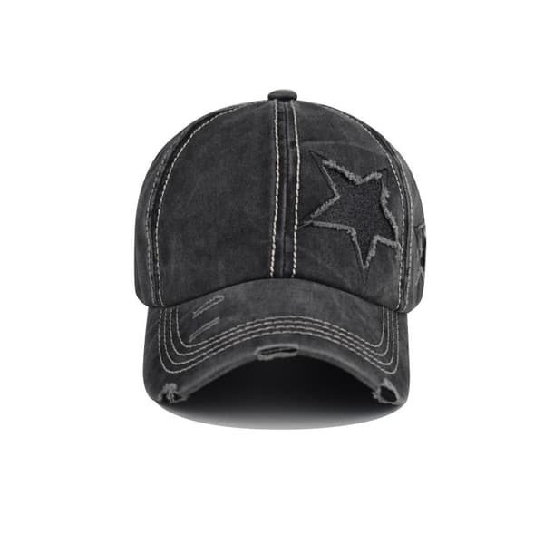 Vasket slidt bomuldsdenim justerbar baseball cap