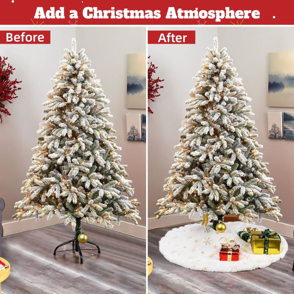 122 cm Julgransmatta Vit Julgransmatta, Snöflinga Basöverdrag för
