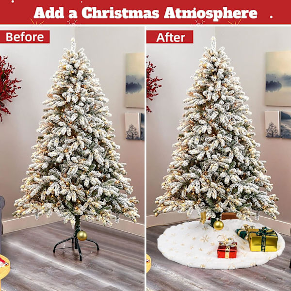 90 cm vit julgransmatta, vit julgransmatta, snöflinga basöverdrag för