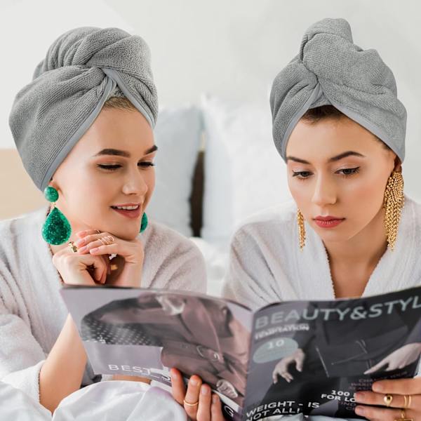 Mikrofiber Hårhandduk Wrap för Kvinnor, 2-pack 10 tum X 26 tum Su