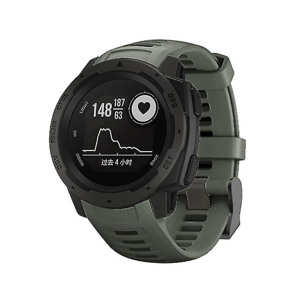 22mm urheilukello Silikoni rannekoru ranneke Garmin Instinct tummanvihreä