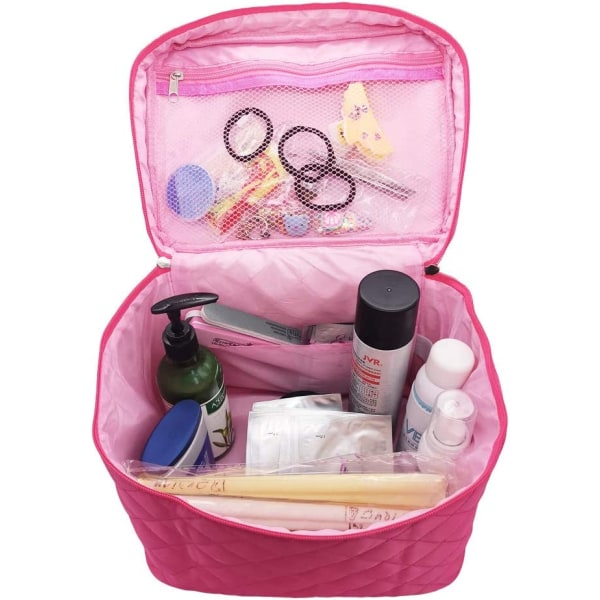 Sminkväska, stor necessär för kvinnor, organizer , bärbar kosmetisk necessär  med för tonårsflickor och för kvinnor (rosa röd) 4dd3 | Fyndiq