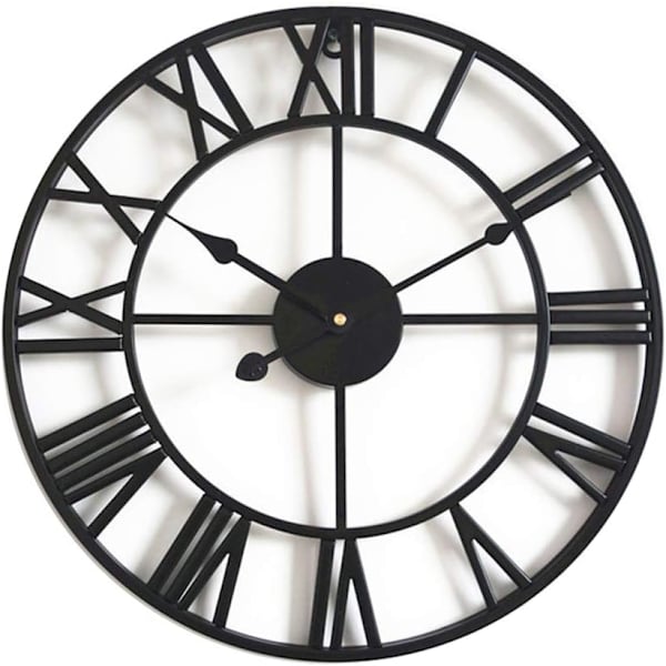 Vintage tyst väggklocka, 40 cm metall skelettklocka, vardagsrum