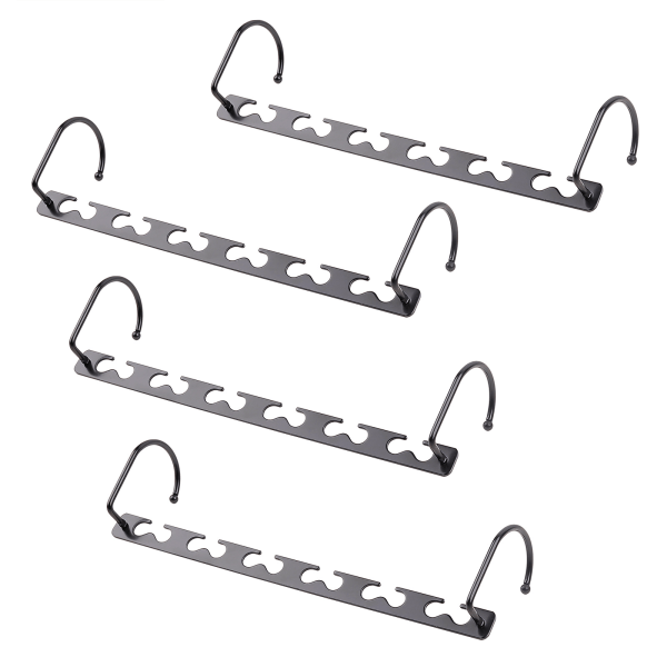 Sett med 4 svarte plassbesparende henger, Magic Hanger Hanger Organizer