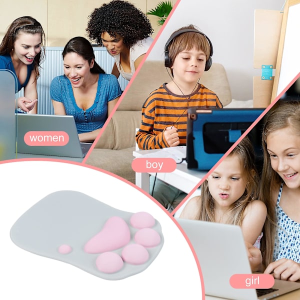 Musmatta för katt med handledsstöd, bärbar ergonomisk halkfri spelmusmatta tecknad söta katter mjuk silikon（C）