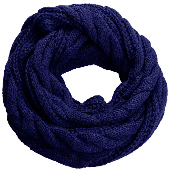 Dam vinter stickad infinity halsduk mode tjock varm cirkel loop halsdukar（Blå）