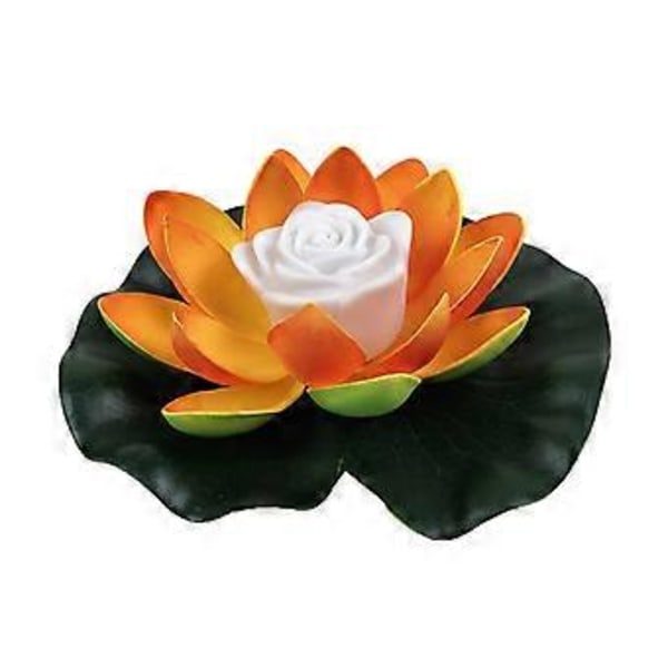 Vacker Flytande Lotus Lampa Vattentät LED-lampa Midhöstfestival Vattenlandskap Dammblomma Nattlampa för Trädgård Gult ljus Yellow light