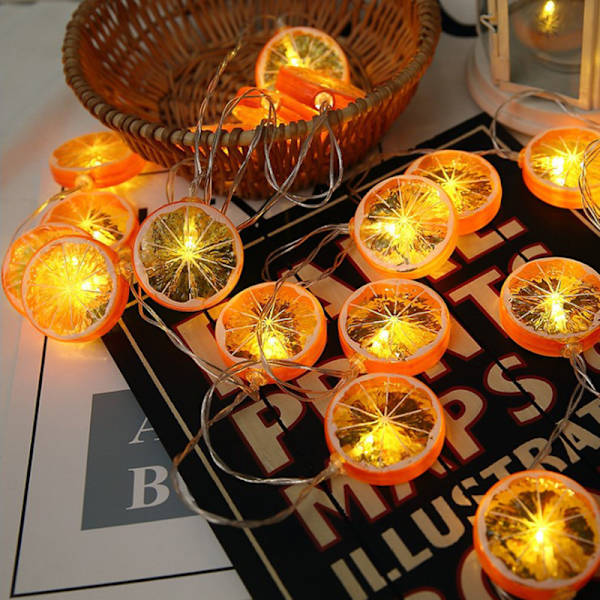 Batteridriven citron LED dekorativ ljusslinga 1,5 meter lång 10 slingljus