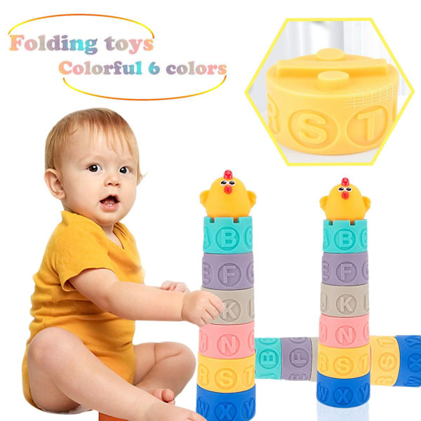 Myke, myke blokker sensoriske baby stableleker babyer badeleker spedbarns stablekopper byggeklosser for gutter jenter