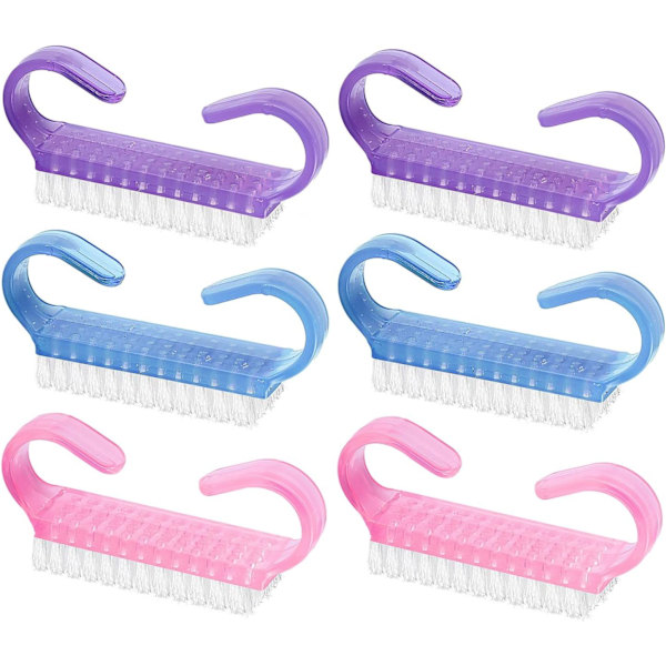 6 st nagelskrubbborste, handtagad nagelborste nagelborstar med P
