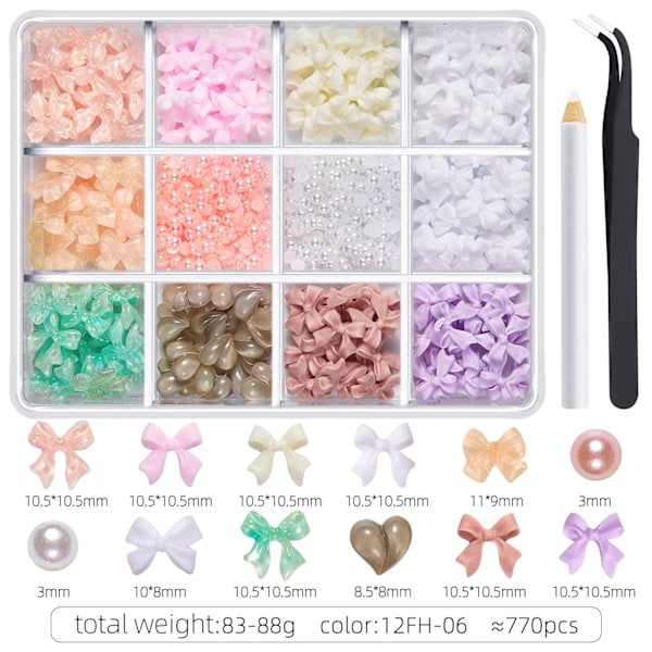1 Ask 3D Fjärilsnagelberlocker Blandade Band Harts Nagelstrass Tillbehör Nageldekorationer Nagelkonst Utsmyckning 12FH06