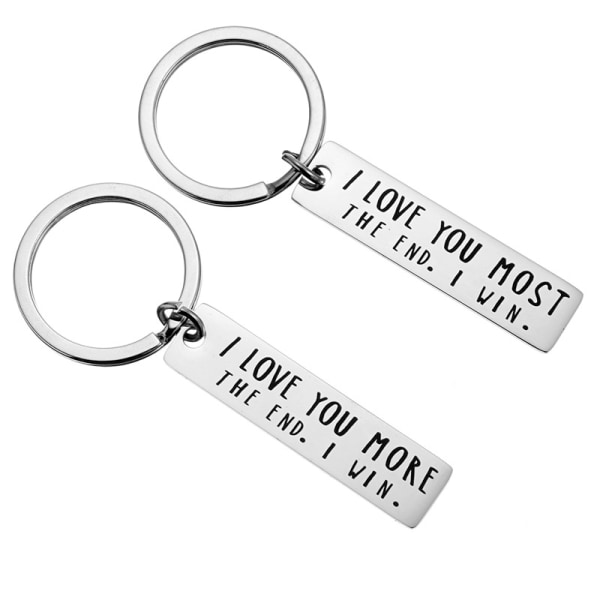 Rakastan sinua enemmän, loppu Funny Birthday Keychain A Henkilökohtainen lahja hänelle (2 kpl)