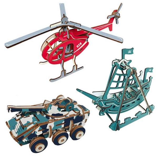 3D-trämodellpussel för barn Träpussel DIY-leksaker Presentset Modell Träkonstruktionssats (Jeep)