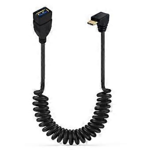 Gullbelagt Teleskopisk Spiralkabel USB A til Type C OTG Datakabel Hurtiglading Ledning for Ekstern Harddisk C