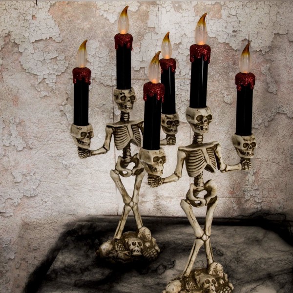 Halloween Tealight Holder LED-ljus Ljusstake Skalle Skelett