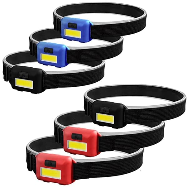 6 stk Mini Hodelykter Bærbare COB LED Hodelykter Vanntett Front