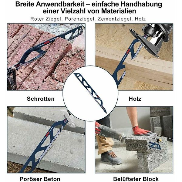 Tungsten Carbide Stålsavklinge til Metal, Træ, Sten, Sabel Sav Tilbehør til Porebeton, Mursten, Beton, Cementplade, Længde (455mm (S2243HM))