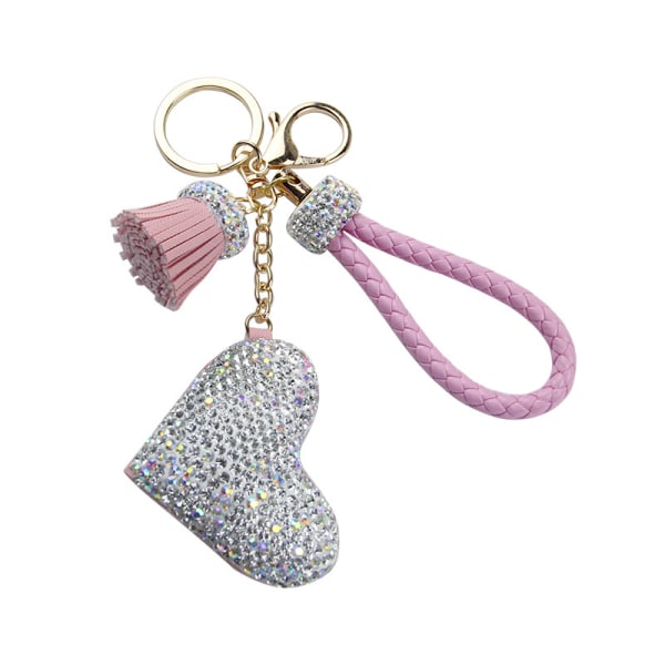 Ladies Diamond Heart Crystal Keychain with Fringe Keychain