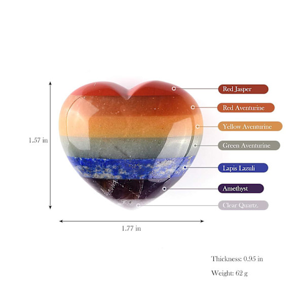 7 Chakra Krystall Puff Hjerte Bekymringstein Naturlig Helbredende Krystall Håndflate Bekymringstein For Meditasjon Hjemmedekorasjon