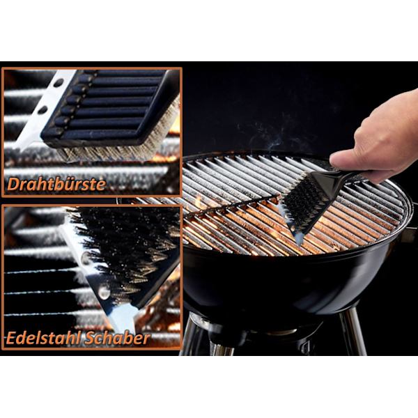 1 stk. Rustfri Grillbørste, Trådbørste, Rengøringsværktøj med S