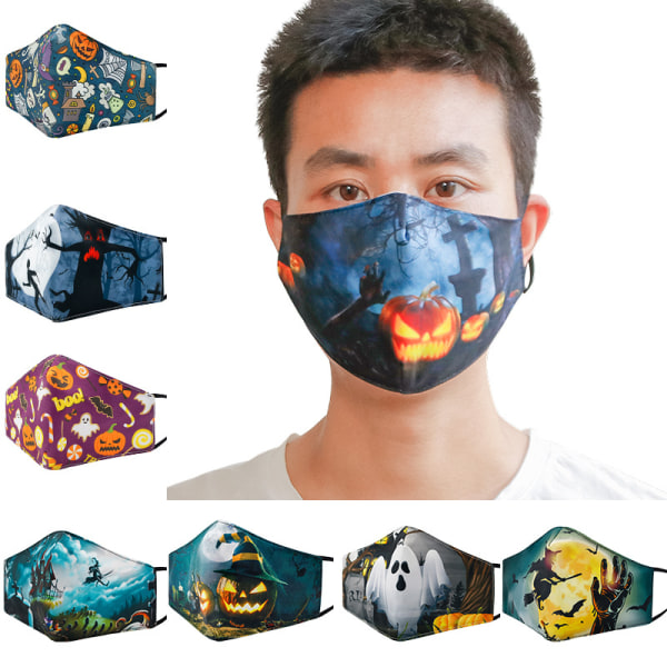8 europeiska och amerikanska Halloween 3D- printed masker vintervarma t