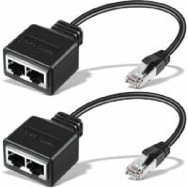 2 Pcs RJ45 Ethernet Cable Network Adapter Ethernet Splitter Adapt