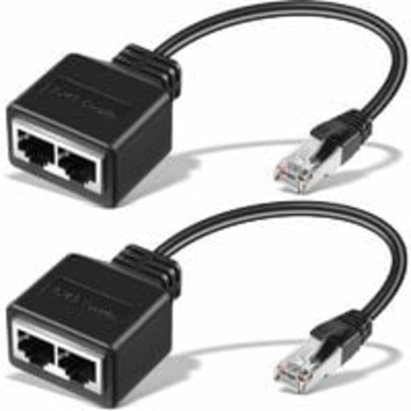 2 stk. RJ45 Ethernet-kabel netværksadapter Ethernet-splitteradapter