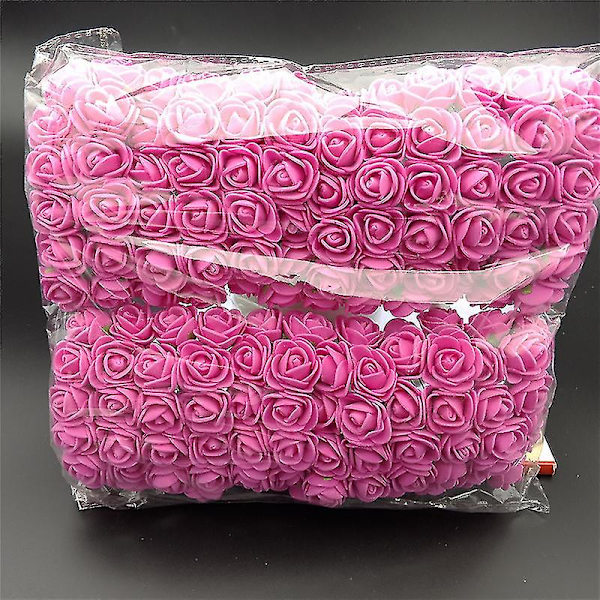 144 stk./pakke Mini Skum Kunstig Rose Blomsterbuket Bryllup Dekoration Håndværk Fornødenheder Rose Rød