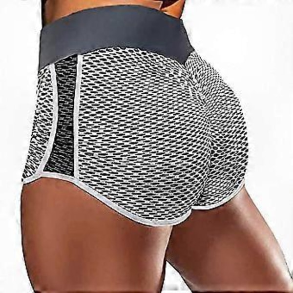 Høye midje scrunch sykkelshorts for kvinner, magekontroll og rumpe-løft design, perfekt for yoga og treningsøkter Grey XL