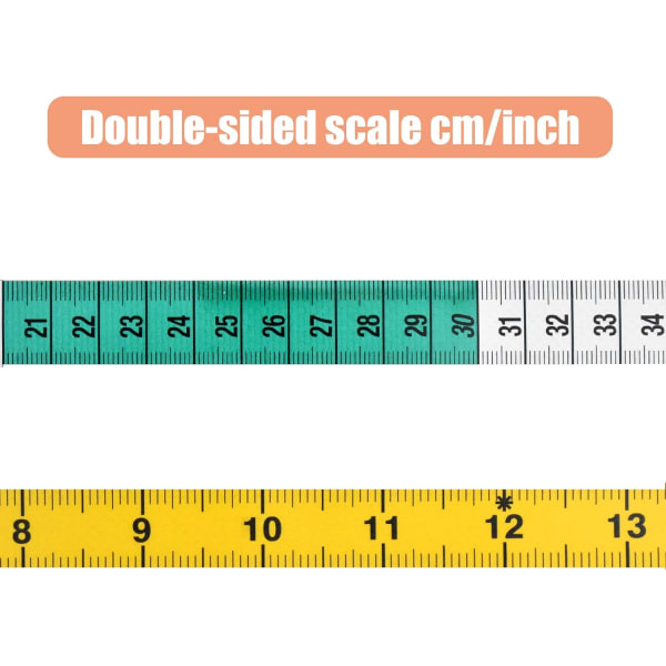 2 st Sömnadsmåttband Mjukt Dubbelsidigt Måttband Tyg