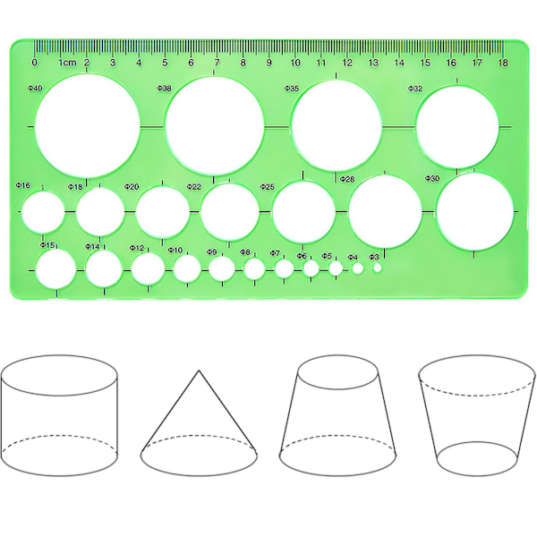 Sirkelmal 3 stykker Plastsirkel og ovale maler Målemaler Linjaler Digital tegning for kontor