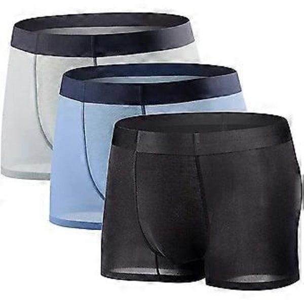 3-pack Herrkalsonger, 3-pack, Ice Silk Underkläder, Herr Sexiga, Sömlösa, Andningsbara XL