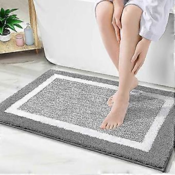 Badeværelsestæpper 24x16, Ekstra blød og absorberende mikrofiber bademåtte, skridsikker, maskinvaskbar, hurtigtørrende lurvet badetæppe, egnet