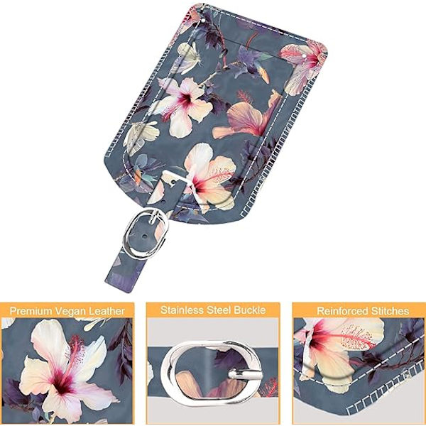 Set med 2 Hibiscus Flower Bagageetiketter, Resväskans ID-etiketter, Resa B