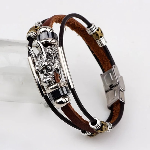 Inspirationsarmband punk klockspänne armband flerlager PU-läder flätade tillbehör