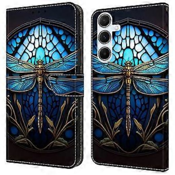 Skal för Samsung Galaxy A16 5G/A16 4G TPU+PU Läder Flip Fodral Blue Dragonfly