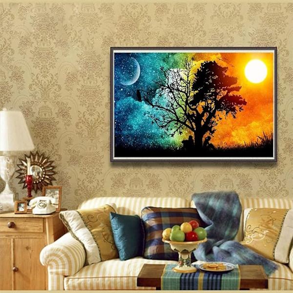 DIY 5D timanttimaalaus Yin Yang puu ristipistokirjonta Dia